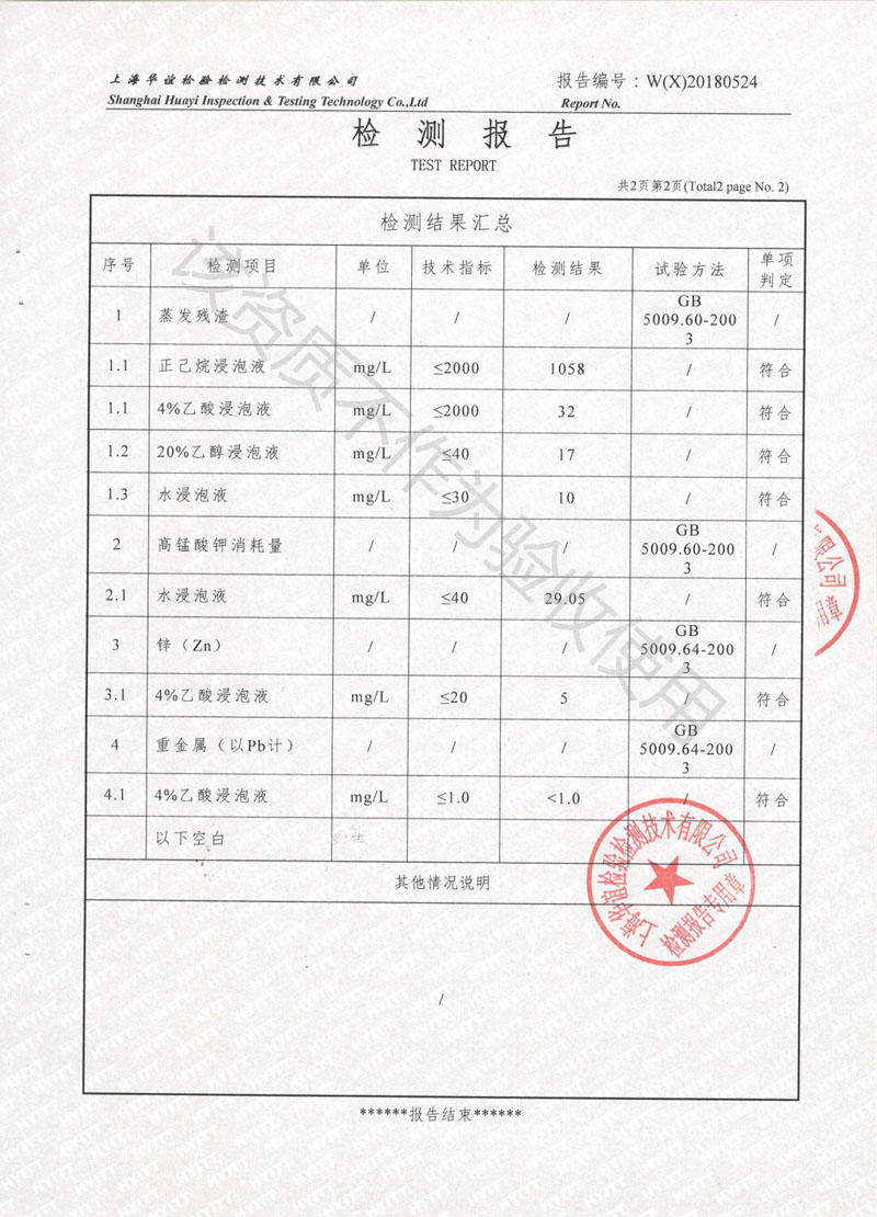 2018食品級橡膠接頭檢測報告